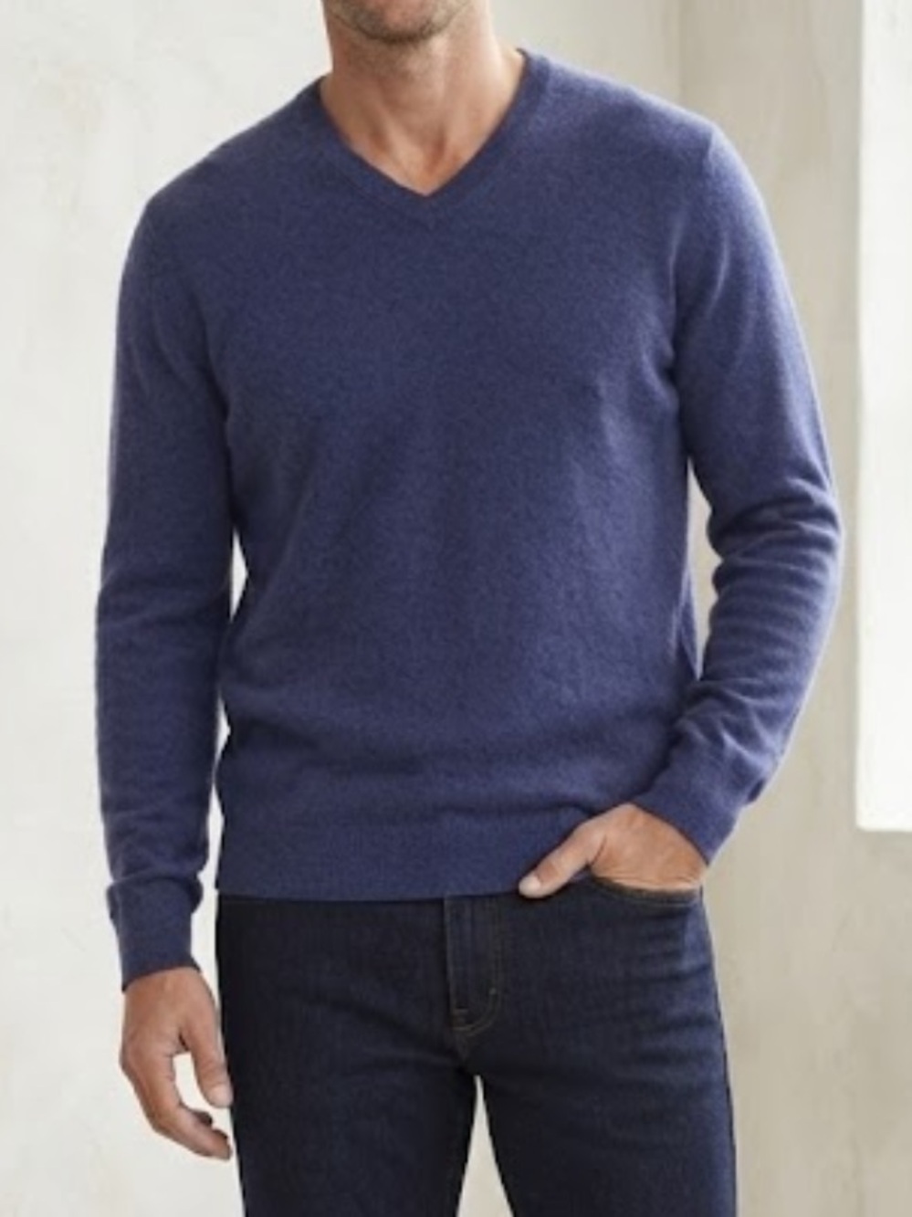 DANIEL BISHOP Crewneck Sweater Merino Wool Blue XL